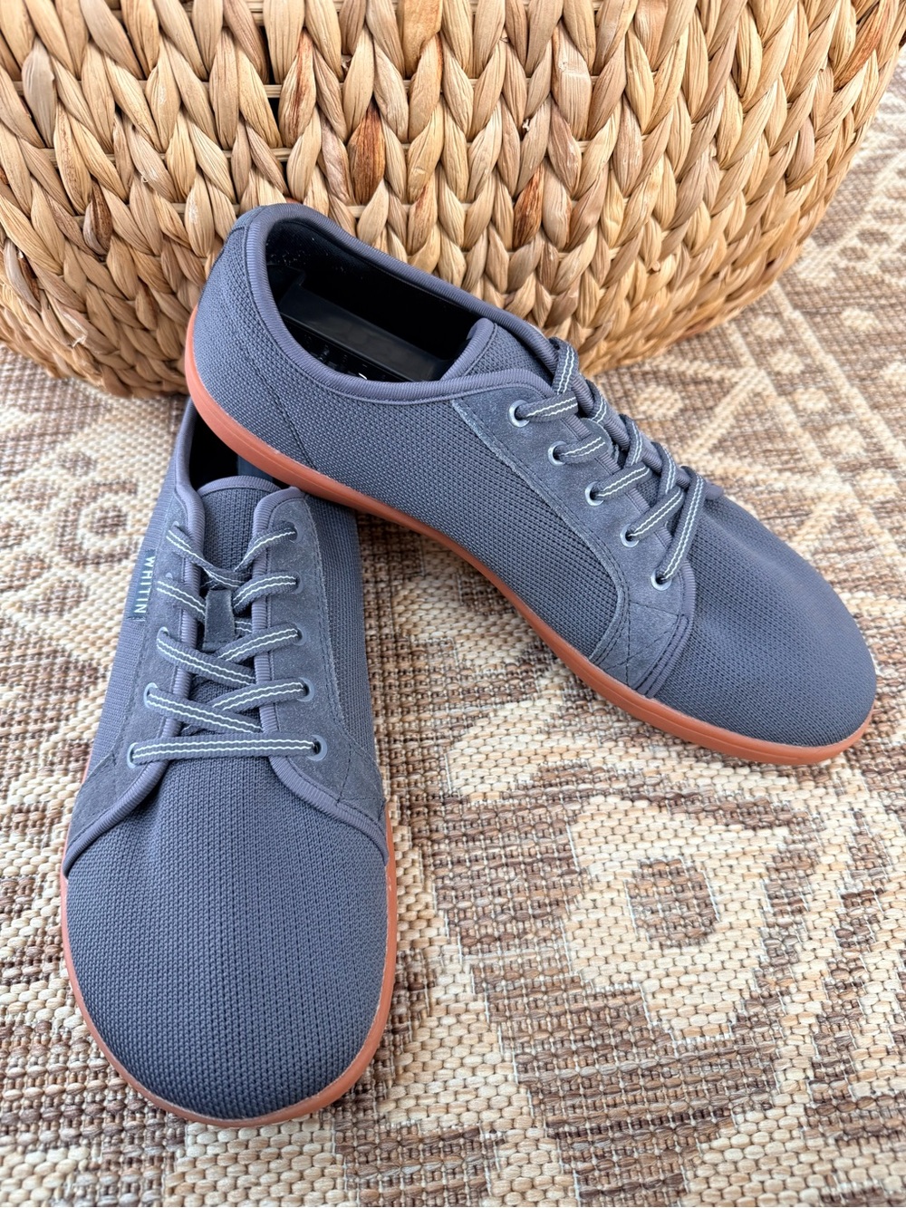 WHITIN Minimalist Barefoot Gray Canvas Sneakers Size 45 US 12 Men’s Active EC